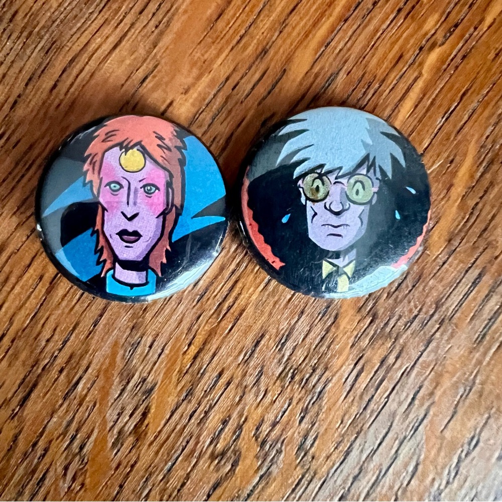 Set of Bowie and Warhol Art Button Pins